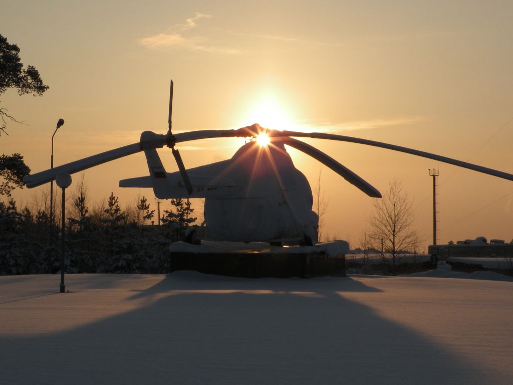 Winter Helicopter Sun Rise wallpaper