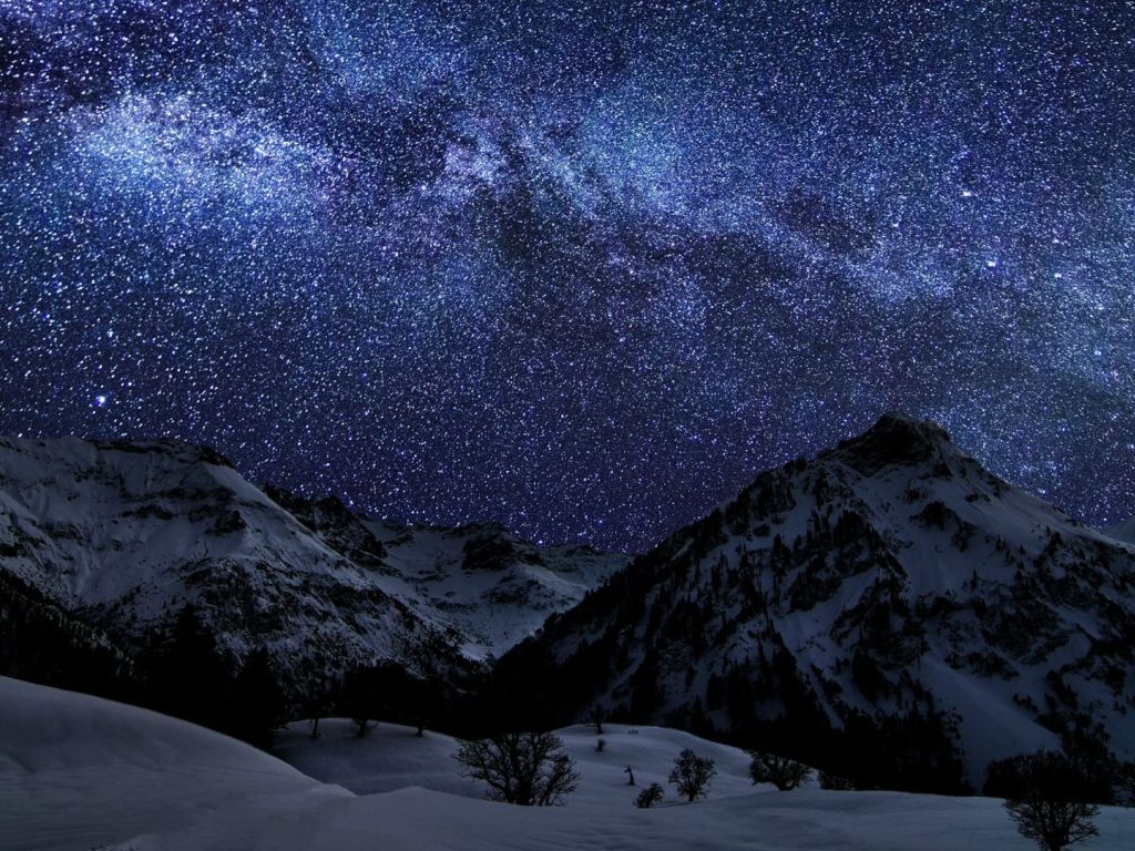 Winter Sky Stars Nature Night wallpaper