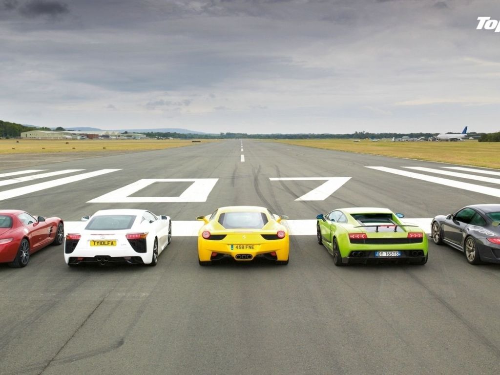Worlds Fastest and Beautiful Cars Ready To Fly on Runway wallpaper