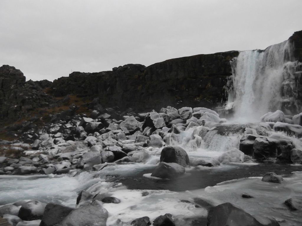 Öxarárfoss Iceland Frozen Waterfall Thingvellir National Park wallpaper
