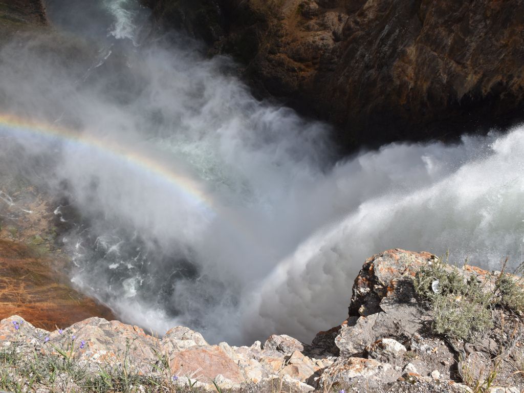 Yellowstone - Rainbow and Waterfall wallpaper